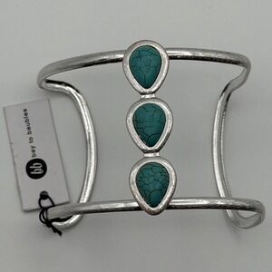 Bay to Baubles Silver‎ Cuff Bracelet Turquoise Teardrop Stones New